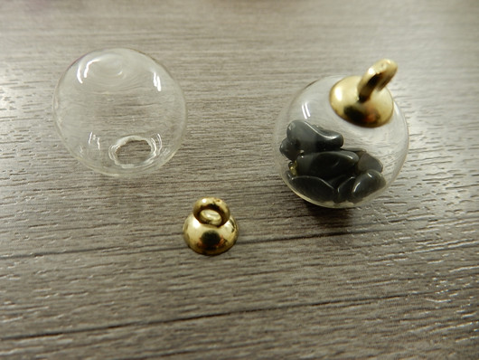 Lasipallo+korkki, 24x19mm, kirkas/kulta, 1kpl