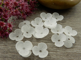 Akryylihelmi kukka, 9x10mm, valkoinen, 20kpl