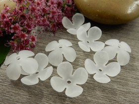 Akryylihelmi kukka, 16x17mm, valkoinen, 10kpl