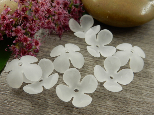 Akryylihelmi kukka, 16x17mm, valkoinen, 10kpl