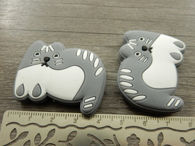 Silikonihelmi kissa, 30x35mm, harmaa, 1kpl