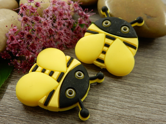 Silikonihelmi ampiainen, 34x30mm, keltainen, 1kpl