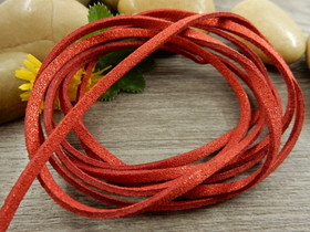 Tekomokka nauha glitter, 2.7x1.4mm, punainen, 1m