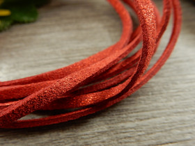 Tekomokka nauha glitter, 2.7x1.4mm, punainen, 1m