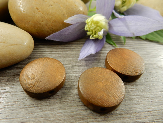 Puuhelmi, 15mm, ruskea, 10kpl