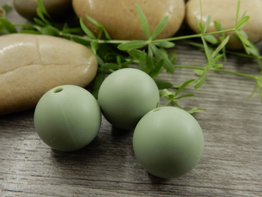 Silikonihelmi, 15mm, vihreä, 1kpl