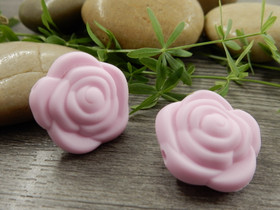 Silikonihelmi ruusu, 21mm, vaaleapinkki, 1kpl