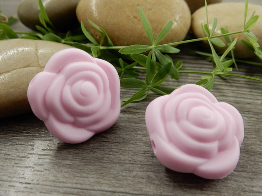 Silikonihelmi ruusu, 21mm, vaaleapinkki, 1kpl