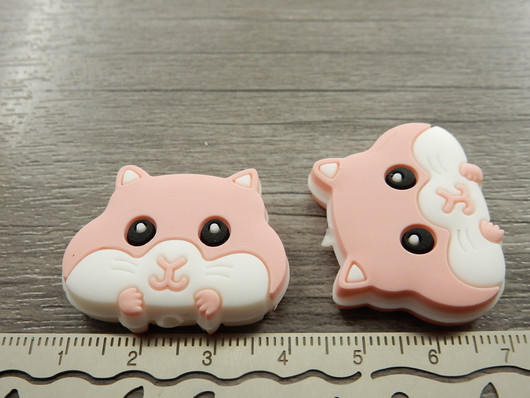 Silikonihelmi hamsteri, 24x31mm, vaaleanpunainen, 1kpl