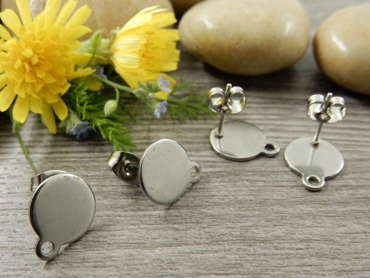 Korvakorutappi lenkillä+lukko, 10x12.5mm, rst, 1pari