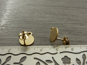 Korvakorutappi lenkillä+lukko, 10x12.5mm, vaaleakulta/PVD/ rst, 1pari