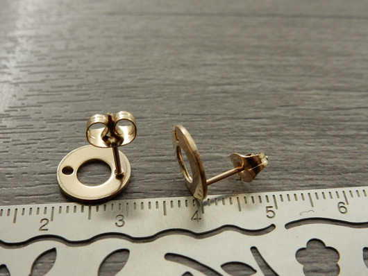 Korvakorutappi ympyrä+lukko, 10x10mm, ruusukulta/ PVD/ rst, 1pari