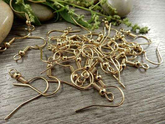 Korvakorukoukku,  20x20mm, 18K vaaleakulta/rst, 10paria