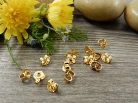 Korvakorun tausta, 4x3mm, kulta/rst, 10kpl