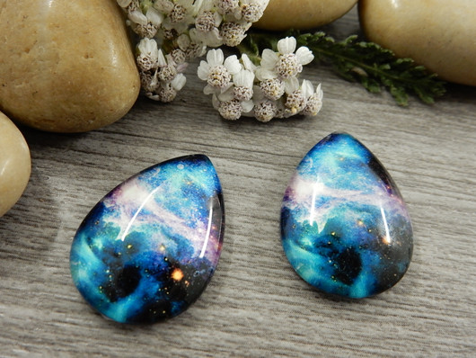 Kapussi pisara galaxy, 18x25mm, moniväri, 1kpl