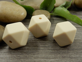 Silikonihelmi hexagon, 14mm, beige, 1kpl