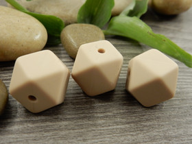 Silikonihelmihexagon, 14mm, tummabeige 1kpl