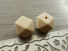 Silikonihelmihexagon, 14mm, tummabeige 1kpl