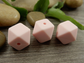 Silikonihelmi hexagon, 14mm, vaaleanpunainen, 1kpl