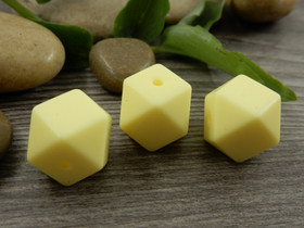 Silikonihelmi hexagon, 14mm, vaaleankeltainen, 1kpl