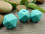 Silikonihelmi hexagon, 14mm, tummaminttu, 1kpl