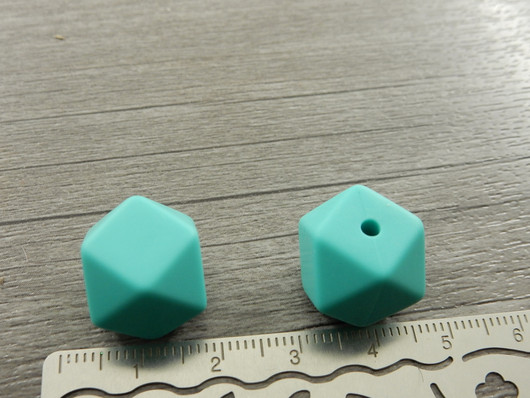 Silikonihelmi hexagon, 14mm, tummaminttu, 1kpl