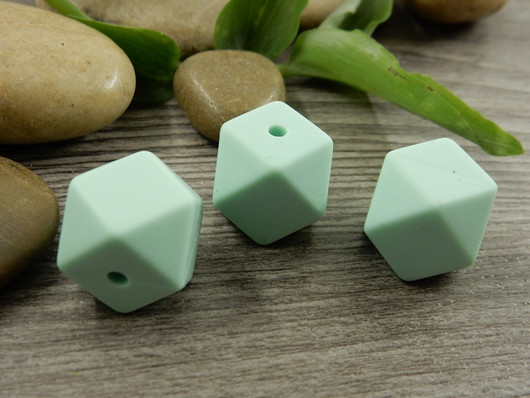Silikonihelmi hexagon, 14mm, minttu, 1kpl
