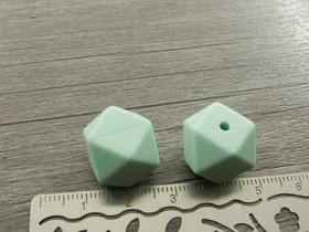Silikonihelmi hexagon, 14mm, minttu, 1kpl