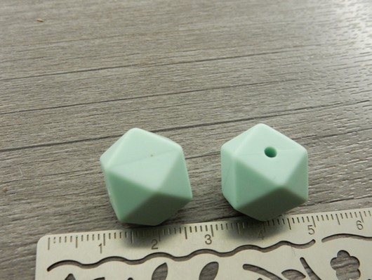 Silikonihelmi hexagon, 14mm, minttu, 1kpl