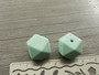 Silikonihelmi hexagon, 14mm, minttu, 1kpl
