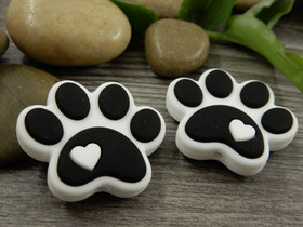 Silikonihelmi tassu, 25x30mm, valkoinen/musta, 1kpl