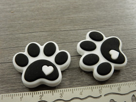 Silikonihelmi tassu, 25x30mm, valkoinen/musta, 1kpl