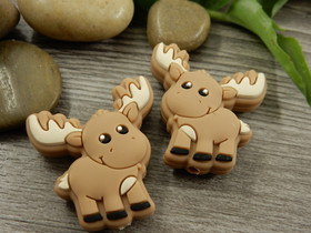 Silikonihelmi hirvi, 31x29mm, ruskea, 1kpl