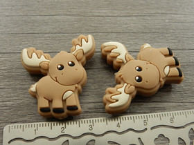 Silikonihelmi hirvi, 31x29mm, ruskea, 1kpl