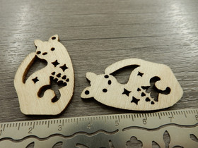 Puuriipus kissa, 40x24mm, ruskea, 1kpl