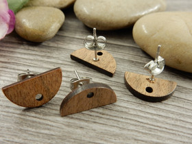 Korvakorutappi puoliympyrä+lukko, 8x16x0.7mm, rst puu, 10paria