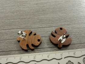 Korvakorutappi lehti+lukko, 19.5x17.5x0.7mm, rst puu, 10paria