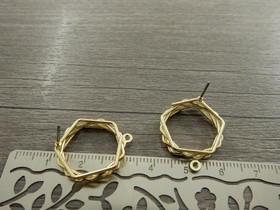 Korvakorutappi hexagon, 22x18.5mm, kulta, 1pari