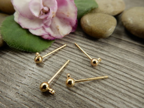 Korvakorutappi lenkillä, 3x13mm, 18K/vaaleakulta, 1pari