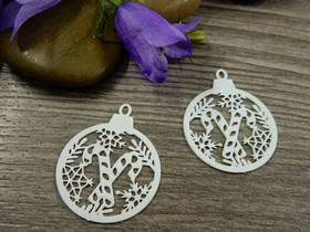 Joulupalloriipus, 20x24mm, valkoinen, 1kpl