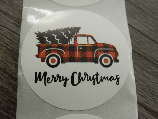 Merry christmas tarra, 38mm, moniväri, 10kpl