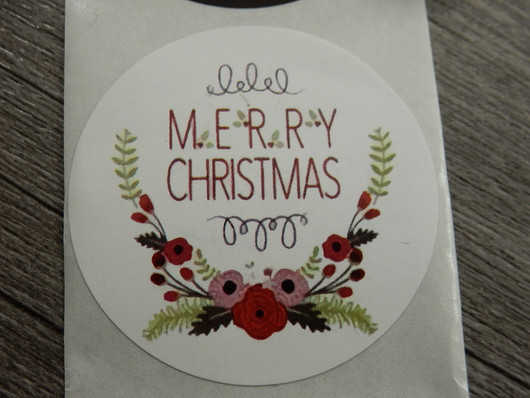 Merry christmas tarra, 38mm, moniväri, 10kpl