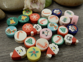 Fimohelmi joulu, 10mm, mixsetti, 20kpl