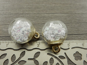 Lasipalloriipus tähdet, 21x16mm, valkoinen ab 1kpl