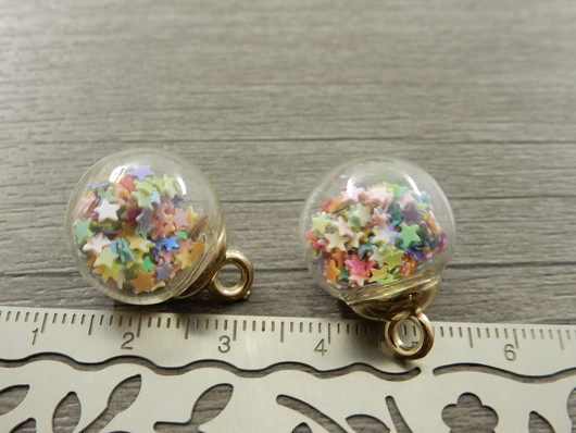 Lasipalloriipus tähdet, 21x16mm, mixväri, 1kpl
