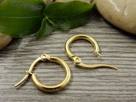 Korvakorurengas, 15x2mm, 18K/kulta/rst, 1pari