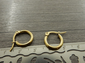 Korvakorurengas huggie, 15x2mm, 18K/kulta/rst, 1pari