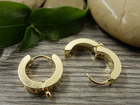 Korvakorurengas lenkillä, 15x13x4mm, 24K/kulta/rst, 1pari