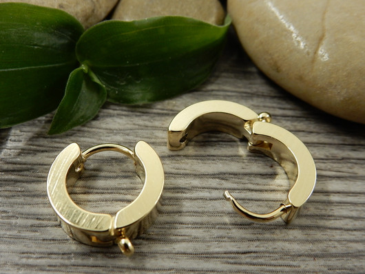 Korvakorurengas lenkillä, 15x13x4mm, 24K/kulta/rst, 1pari