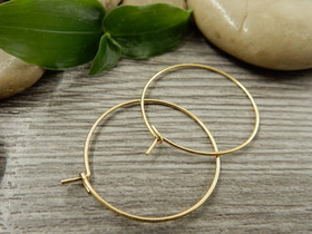 Korvakorurengas, 25x0.7mm, 18K/vaaleakulta/rst, 1pari